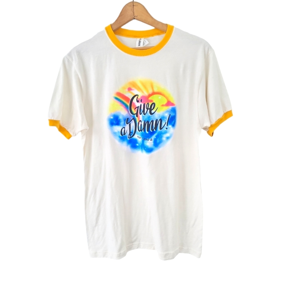 Tultex Neon Ringer Give A Damn T Shirt M